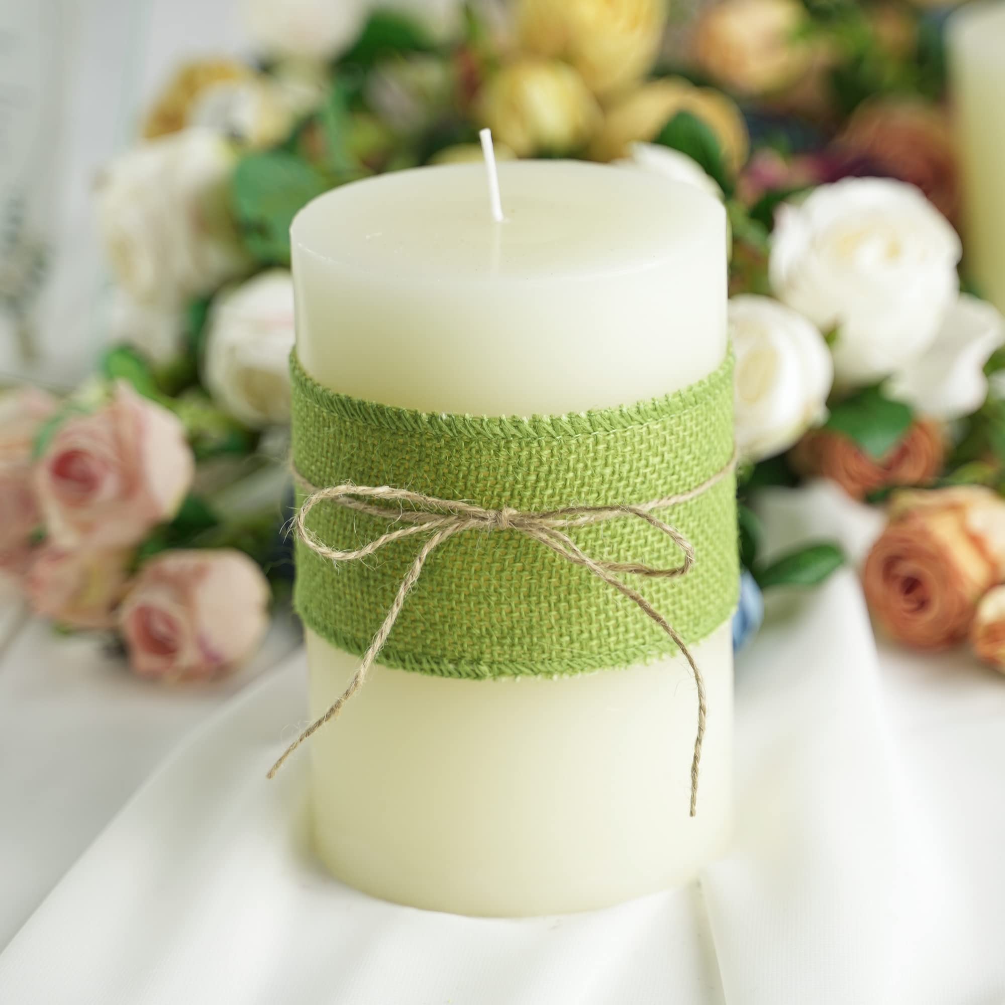 MEEDEE Salbeigrünes Juteband, 6,3 cm, natürliches Jute-Sackleinenband, Salbeiband, Juteband, Bastelband, Stoffband für rustikale Party, Hochzeit, Dekoration von Kranzschleifen (9,1 m)