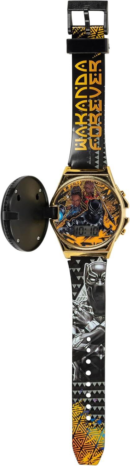 Marvel Black Panther Wakanda Forever Kids LCD Watch – Flip-Top Light-Up Cover, Digital Display, Adjustable Strap, Avengers Design, Cool Glow Feature, Perfect for Kids – Fits Wrists 5.5” to 8” - Image 8