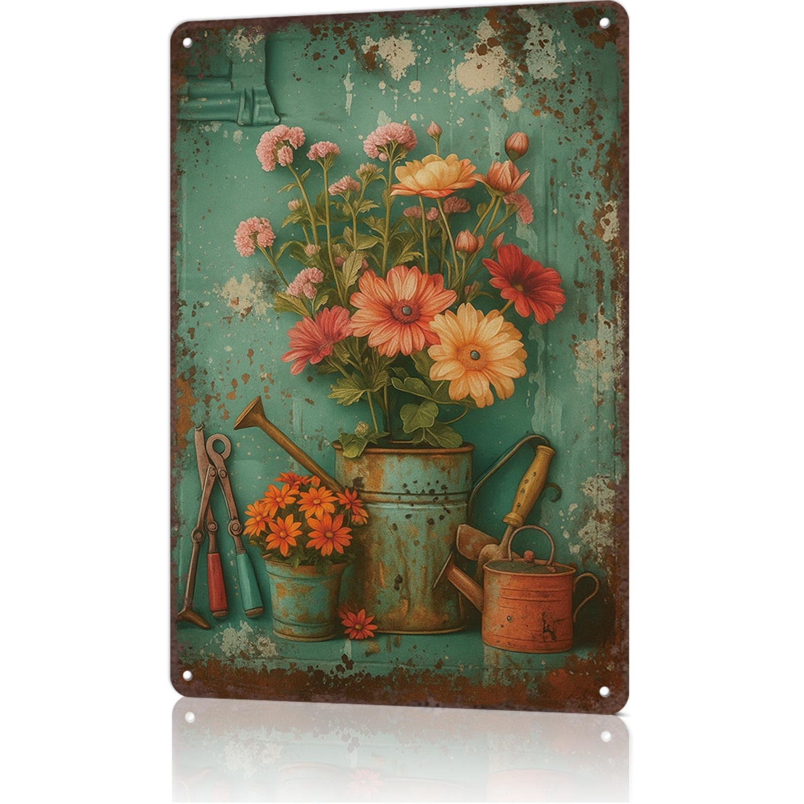 KWQDOZF Metal Signs Poster 8x12inch Vintage Floral Metal Tin Sign Aluminum Sign Wall Art For Home Room Bedroom Office Decor