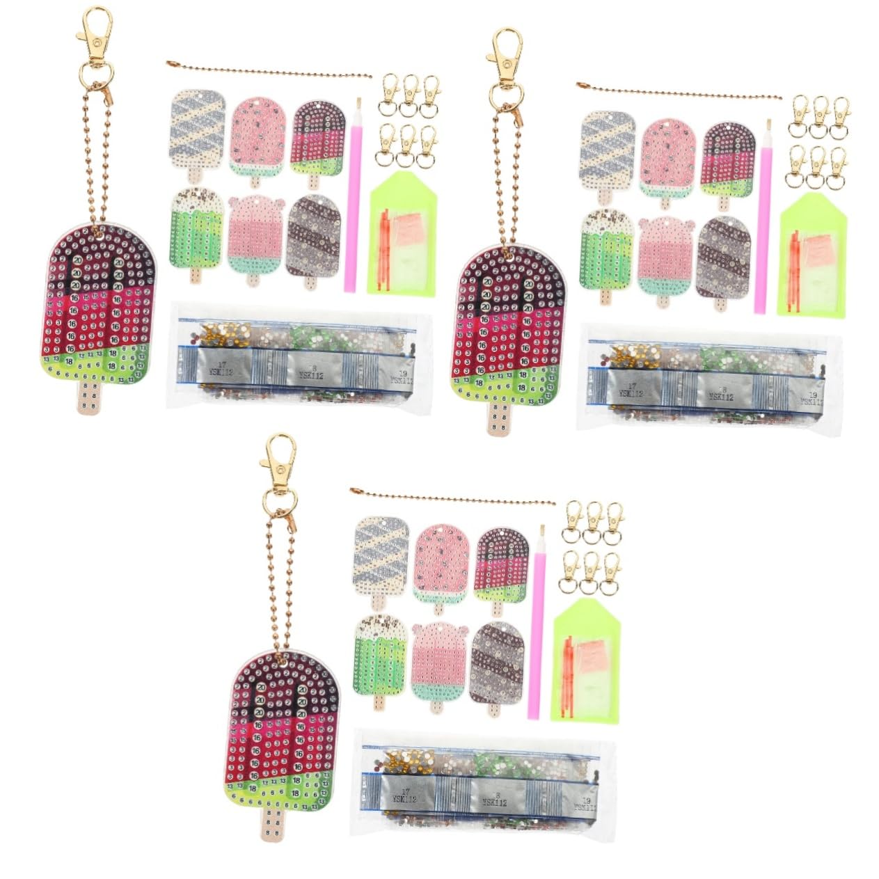 Porte clé DIY strass diamanté en acrylique de qualité supérieure - 8
