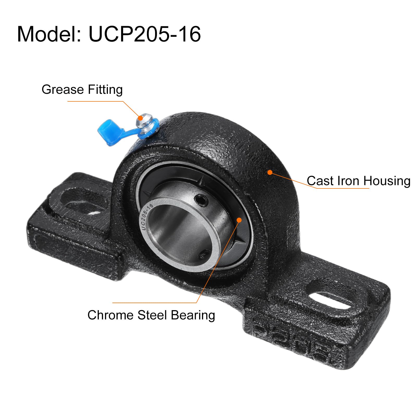 QUARKZMAN 2pz Cuscinetti a blocco a Cuscino UCP205-16 1" Foro Unità di Cuscinetto in Ghisa con Flangia Montata