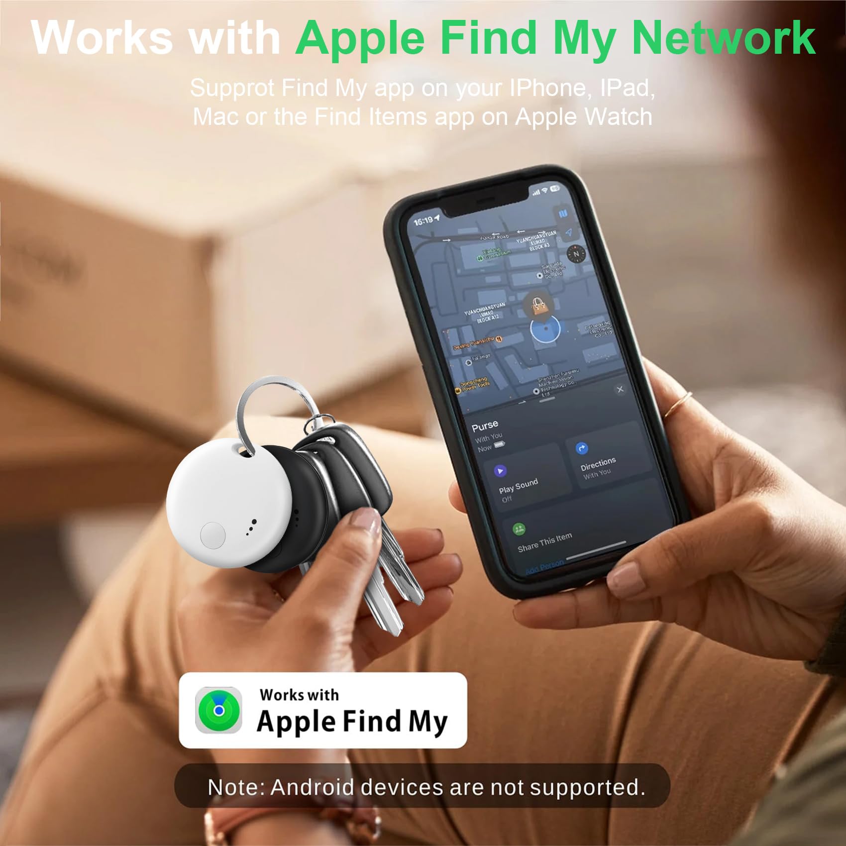 Tracker Smart,lokalizator kluczy, 4 szt., Bluetooth Tracker kompatybilny z Apple Wo jest? Aplikacja (tylko iOS) Znajdź i miej swoje rzeczy w zasięgu wzroku: klucze (Biały)