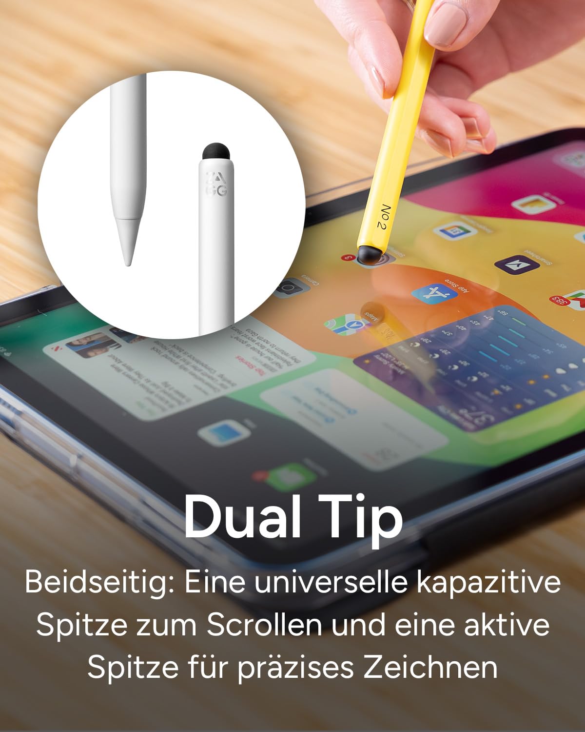 ZAGG Pro Stylus 2 Pen für iPad [2018 & Neuer], kabellos Laden, magnetischer Halt, klick-Einschalten, Doppelspitze, Neigungserkennung, Handflächenerkennung, Lange Akkulaufzeit, LED-Anzeige (pink)