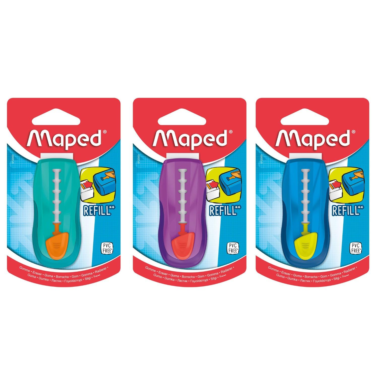 Universal Refill Eraser | Pack of 3 |PVC Free Non Toxic Eraser| Ideal for Daily use| Pencil Eraser| Long Lsting Eraser| Long Eraser |Big Eraser | Refillable Eraser