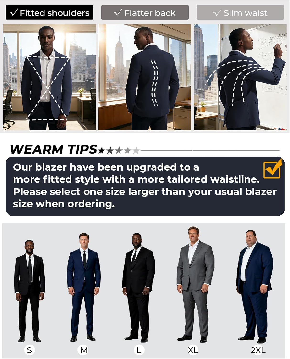 PJ PAUL JONES Mens Blazer Casual Sport Coats Two Buttons Slim Fit Sport Suit Jackets