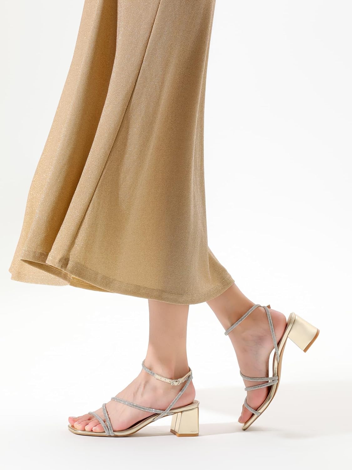 Shoe'N Tale Strappy Heels for Women Low Chunky Block Heel Dress Shoes Square Open Toe Ankle Strap Heeled Sandals - Image 7