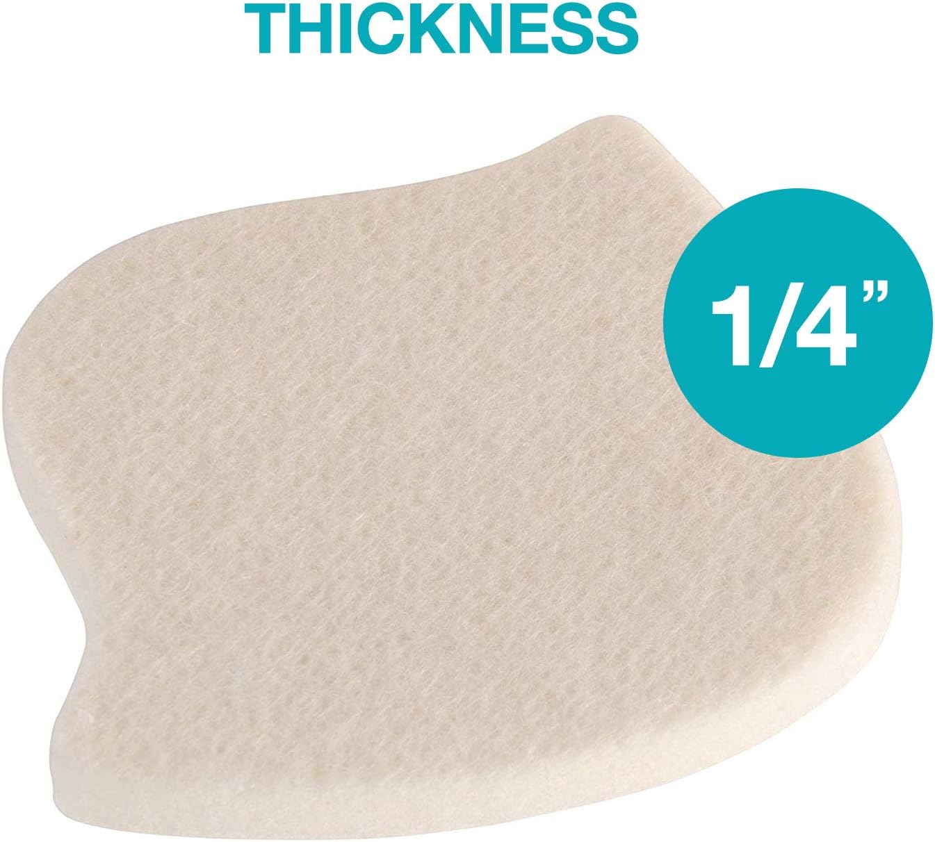 Steins 1/4” Adhesive Felt Metatarsal-Sesamoid #105 Foot Pads, Reduces Pain and Pressure on Ball of Foot, Promotes Healing of Metatarsalgia and High Arches, Left, 100 Count