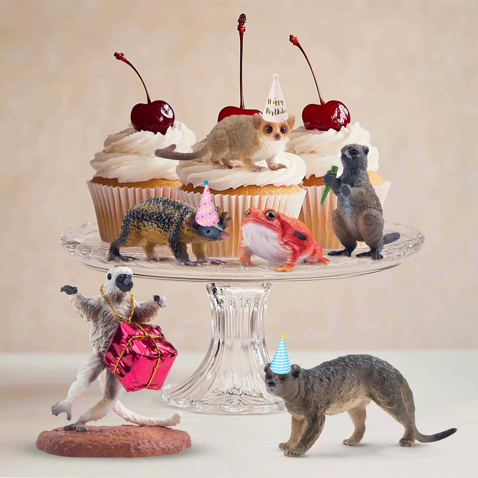 TOYMANY 12 sztuk figurek zwierząt leśnych, realistyczne zabawki Madagaskar, plastikowe zwierzęta, zwierzęta z dzikiej dżungli, figurki zwierząt z zoo, dekoracja tortu, prezent