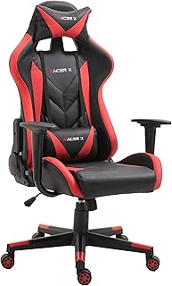 Silla Gaming Racer X Ergonómica Racing Sillón Gamer Profesional Videojuegos,Ordenador, Oficina, Escritorio. Reposabrazos. Cojín Lumbar y Reposacabezas. Giratoria, Regulable en Altura y reclinable.