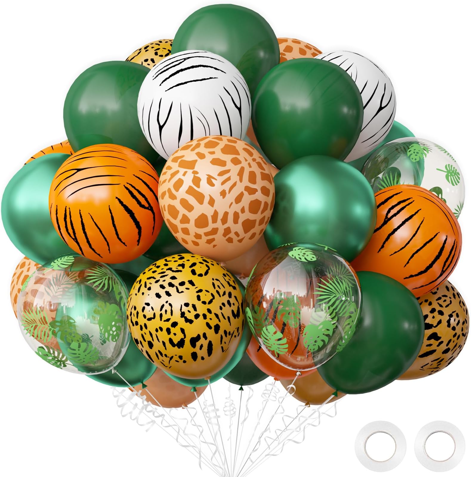 OuMuaMua Jungle Party Decorations, Jungle Safari Balloons, 68 Pack Animal Balloon Set for Boys Girls Tropical Safari Baby Shower Decor, Tropical Wild One Birthday Party Supplies, 12 Inch