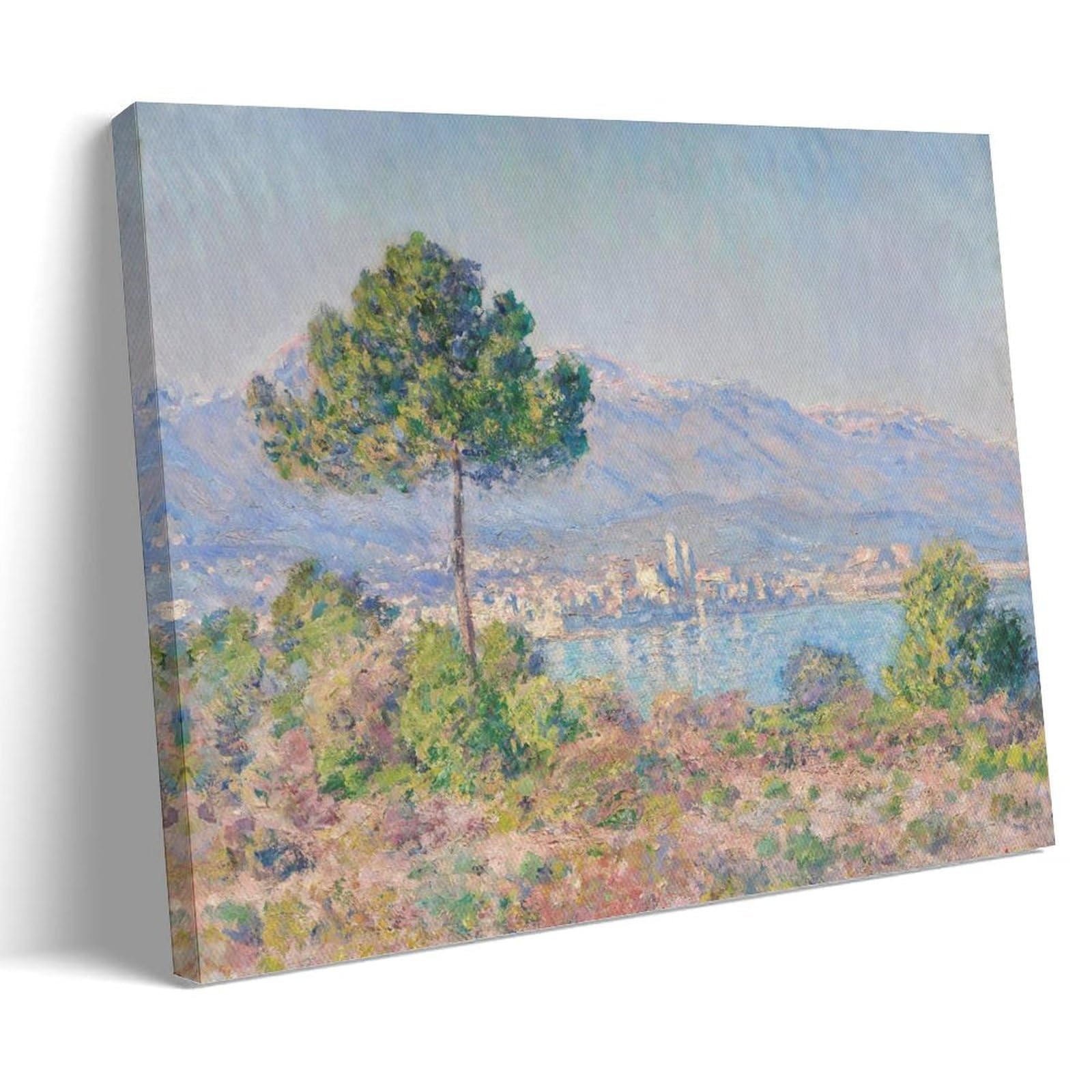 HOANGJUN Antibes Seen from The Plateau Notre-Dame Poster Claude Monet Canvas Print Impressionist Mediterranean View Wall Art Poster, Home Decoration Painting ; Frame; 24x36inch(60x90cm)