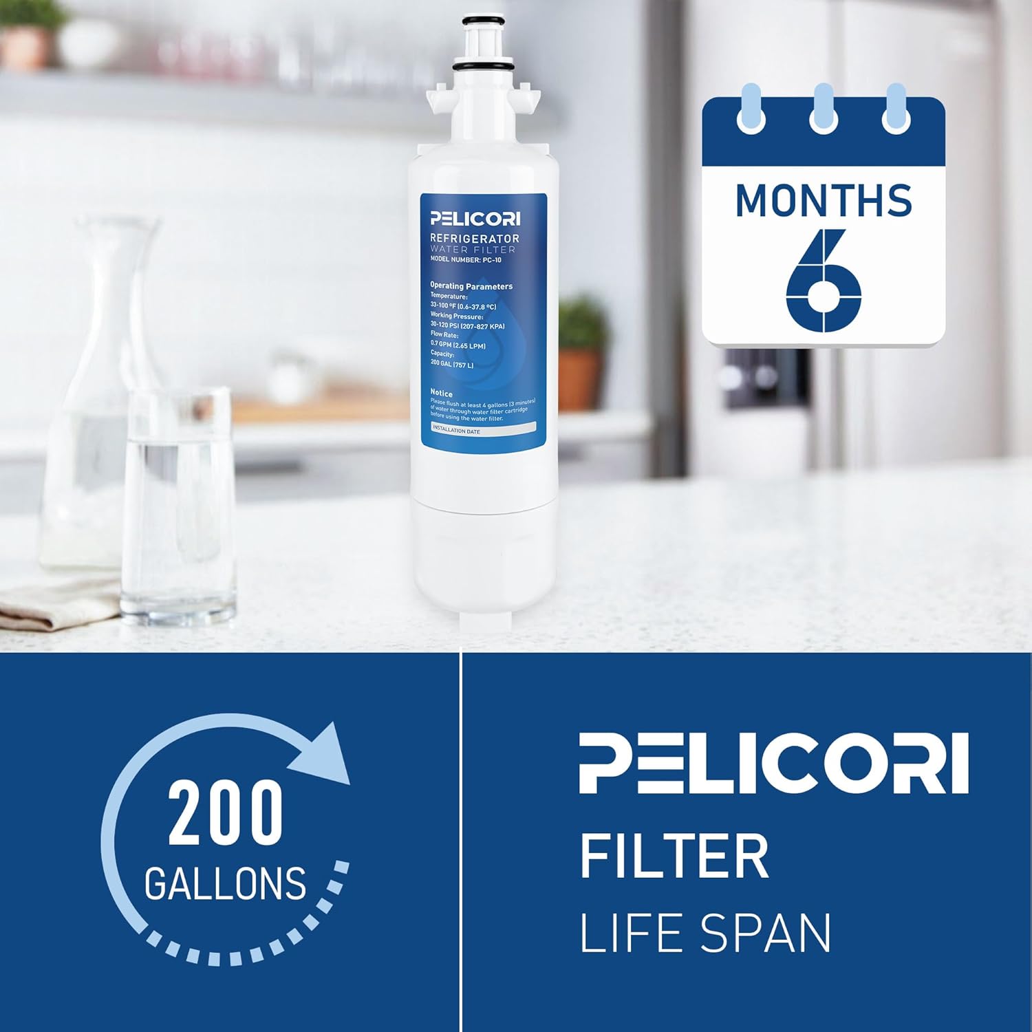 Pelicori Refrigerator Water Filter: Clean Water for Six Months