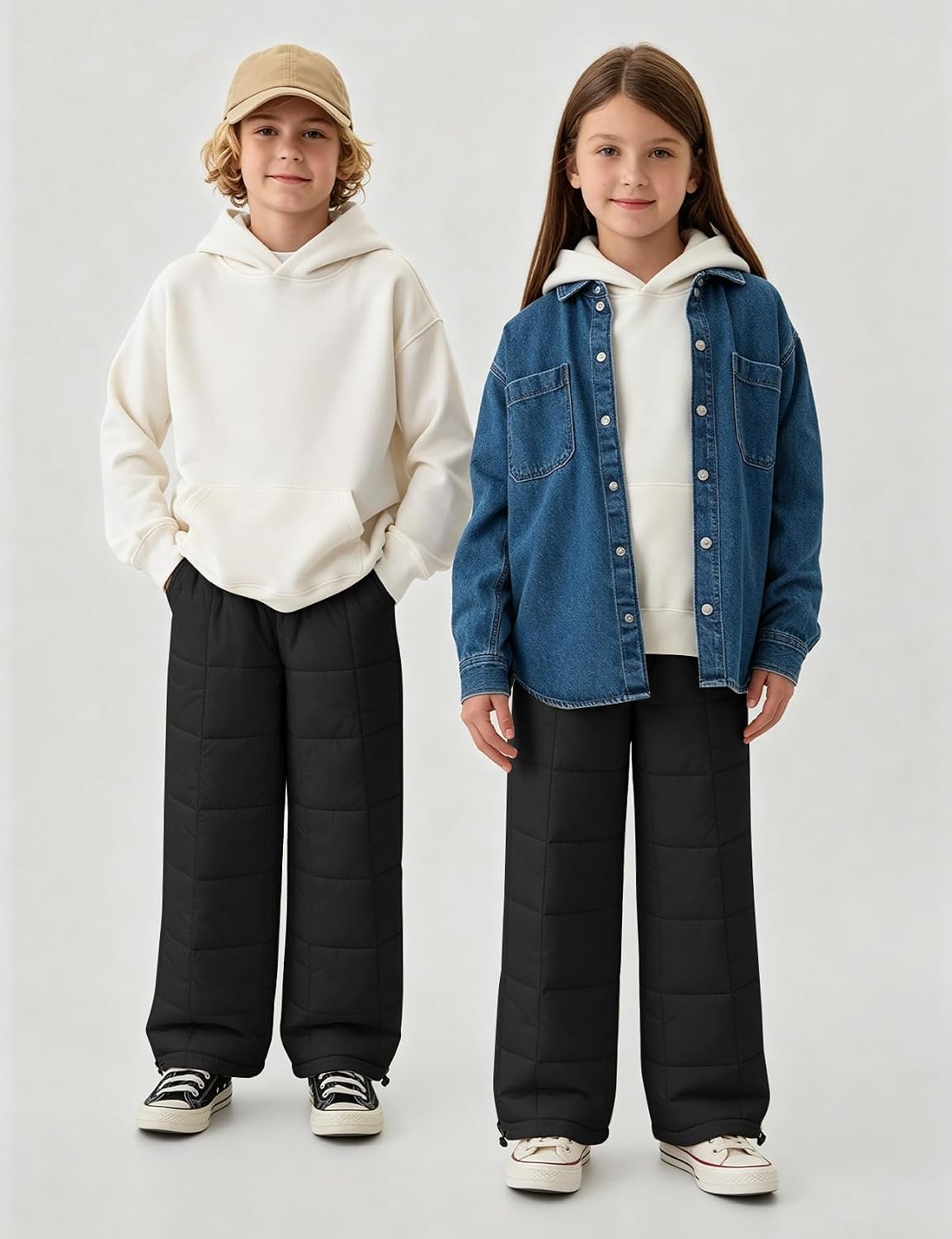 PEHMEA Kid's Boys Girls Winter Snow Pants Windproof Padded Ski Trousers