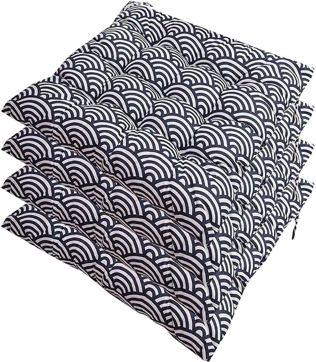 Chair-Pads,Set of 4 Square Chair Cushions,Dining Chair Pad Fabric Seat Cushion with Ties,Chair Pads for Outdoor Furniture 16x16 for Indoors and Outdoors Terrace