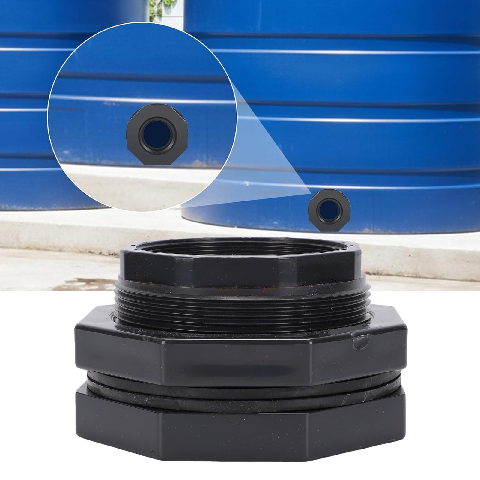 ASHATA Conexión de Tanque de Agua de 3 Pulgadas, Adaptador con Rosca NPT, | Heavy Duty Thru Bulk Pipe Fitting, for Water Tank, Rain Bucket, Aquarium, Bathtub, Pool