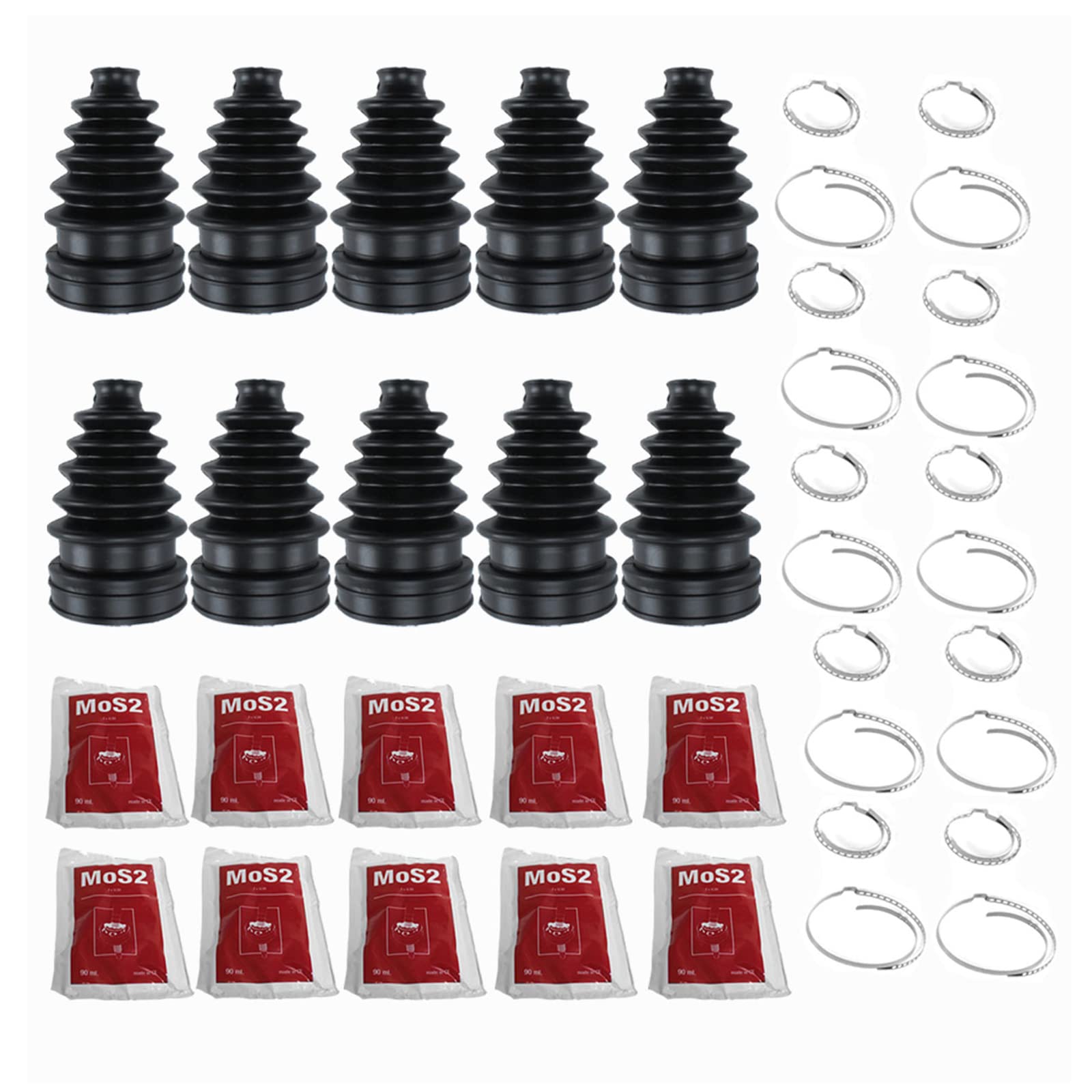 Partsline (Lot de 10) Soufflet de Cardan Universel avec Graisse et Collier compatible pour Tous Véhicules
