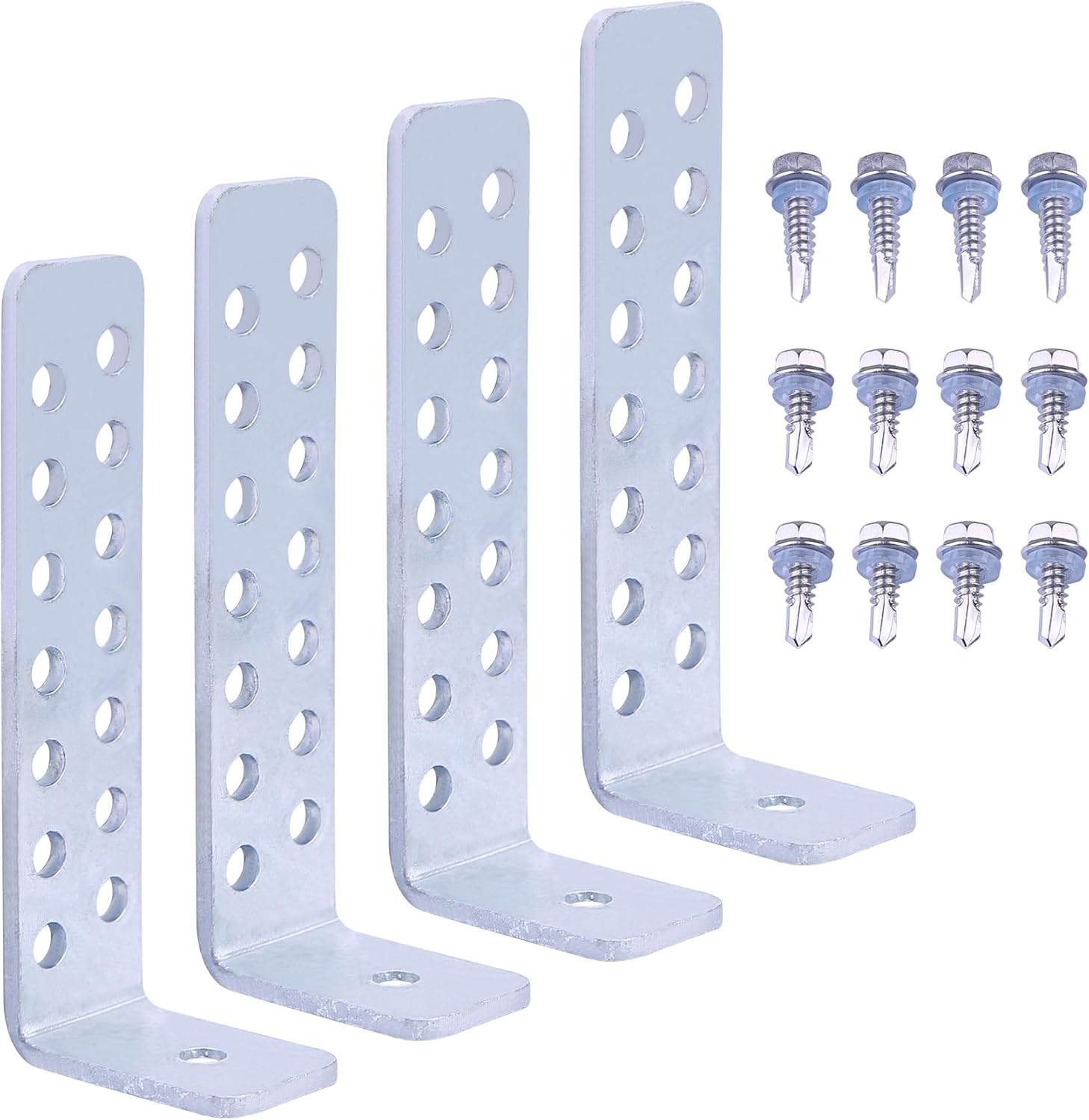 4 Pack Hurricane Condenser Tie Down Bracket Kit – hot-dip galvanising Steel Mounting Brackets for A/C Compressors – Weather-Resistant Mounting Hardware for Hurricane & High Wind Zones