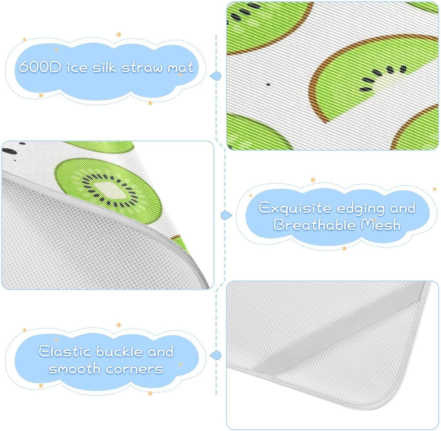 Cooling Baby Waterproof Crib Mattress Protector 28" x 52" Reusable Kiwi Fruit Slices Pattern Green Pads Washable Waterproof for Baby&Toddler