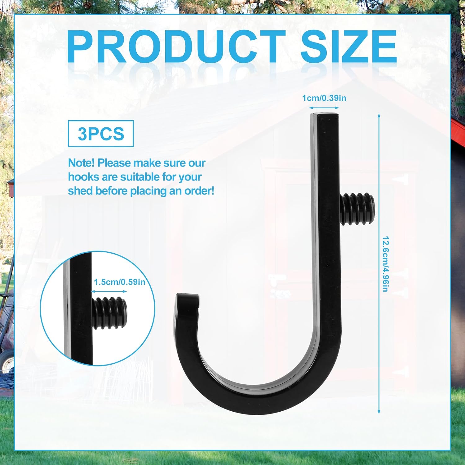 3pcs Tool Hooks for Shed for Suncast, Single Head Design Premium Plastic Tool Hangers Practical Accessories Parts Compatible with Suncast Shed (Black)