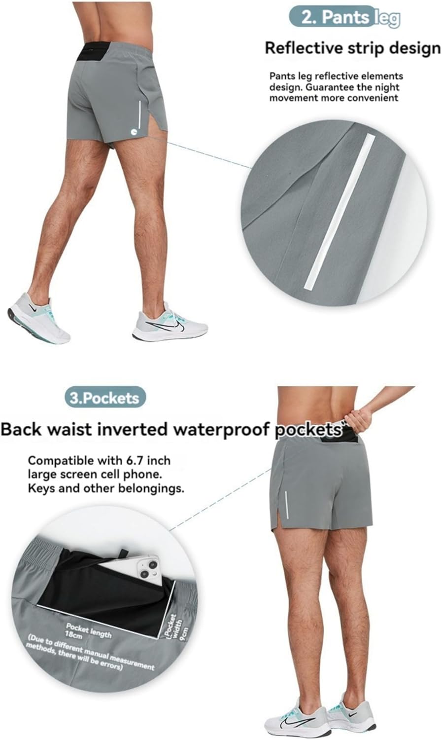 Men's Active Sports Shorts for Running and Marathon with Inner Brief, Quick-Dry and Breathable