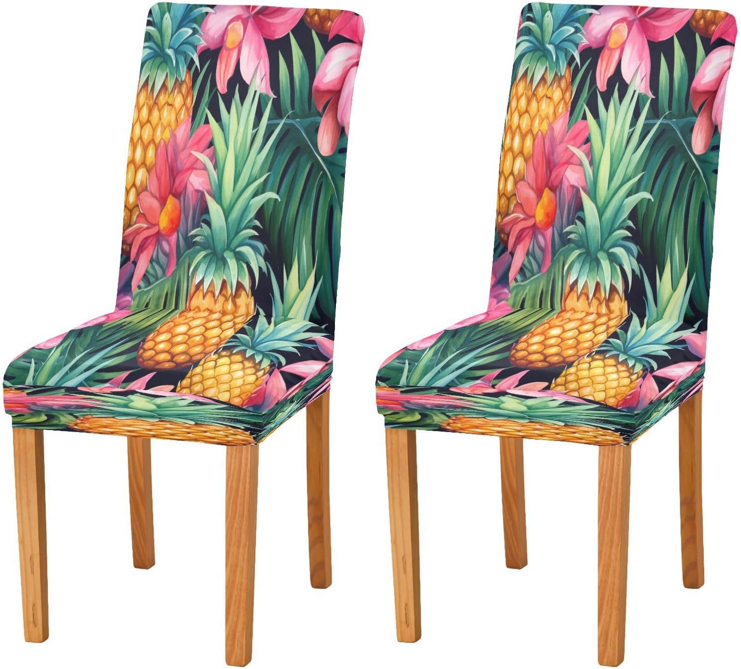 ALAZA Pineapples Marble Background Dining Room Chair Slipcovers Dining Chair Covers Parsons Chair Slipcover Office Chairs Stretch Chair Covers for Dining Room