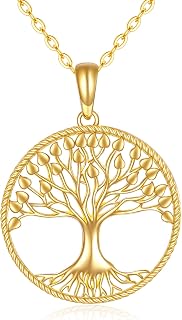 Gold Tree of Life Necklace 14k Gold Family Tree of Life Pendant Necklace Jewelry Gifts for Women Girls Mother Daughter Girfriend (Gold tree of life necklace)