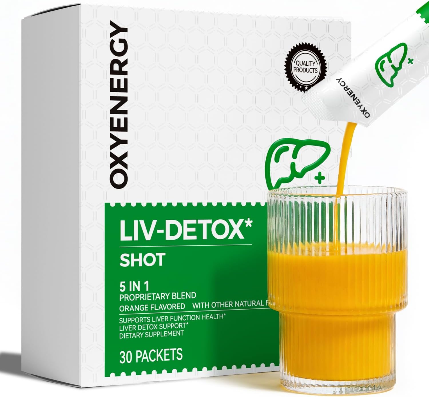 OxyEnergy Liver Cleanse Detox & Repair, Organic Milk Thistle Liver Detox Supplement with Turmeric, Dandelion, Pueraria, Support Liver Health & Digestion, Non-GMO, Vegetarian, Gluten-Free, 30 Packs