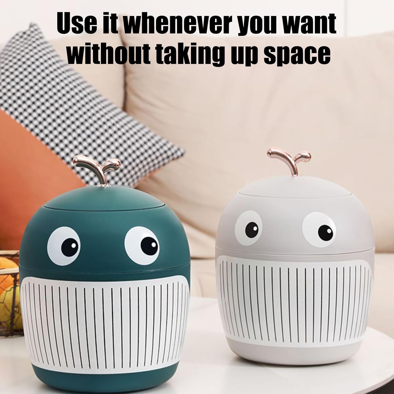 Space Saving Compact Waste Bin Cartoon Whale Smooth Inner Surfaces for Effortless in Small Areas Desktop Cartoon Whale Trash Can Space Saving