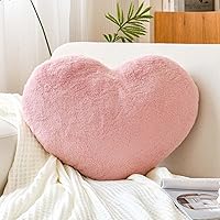 Vista 1 de Almohadas de corazón rosa polvoriento, bonita almohada decorativa de corazón, almohadas en forma de corazón para cama, cojín de felpa de piel