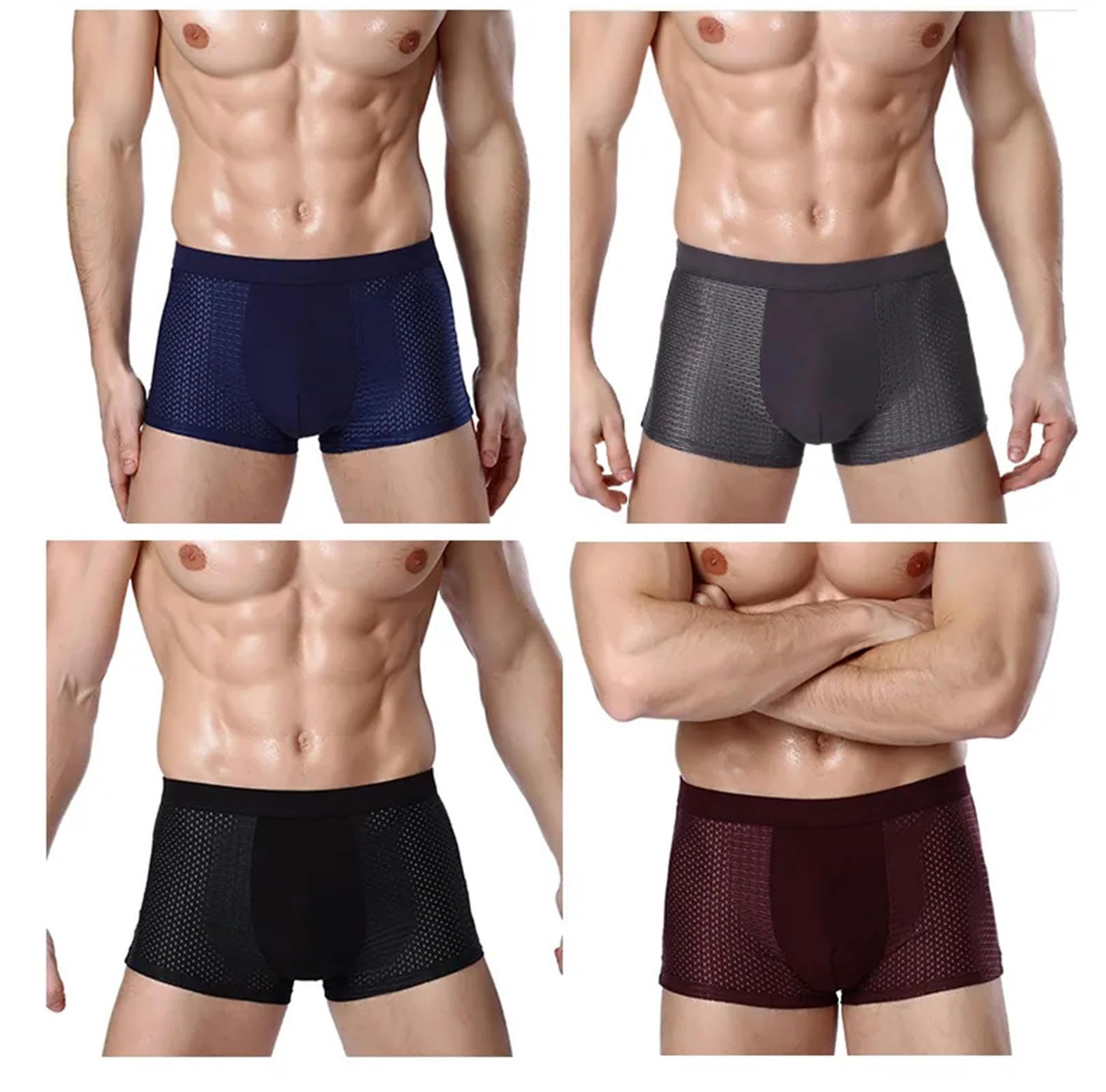 MdybF Bielizna męska 8Xl Plus Banboo Fiber męska bielizna męskie bokserki solidne majtki szorty męskie bokserki 4 szt