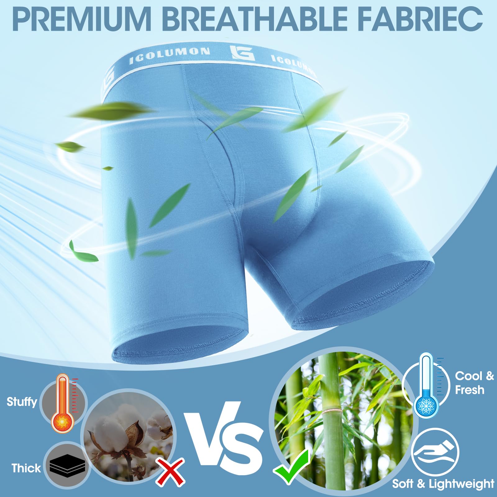 IGOLUMON Boxer Uomo in bambù Confezione da 6, Mutande Boxer Uomo Intimo Multipack con Elastico in Vita, Ultra Morbido Comodi e Traspiranti Intimo Maschile