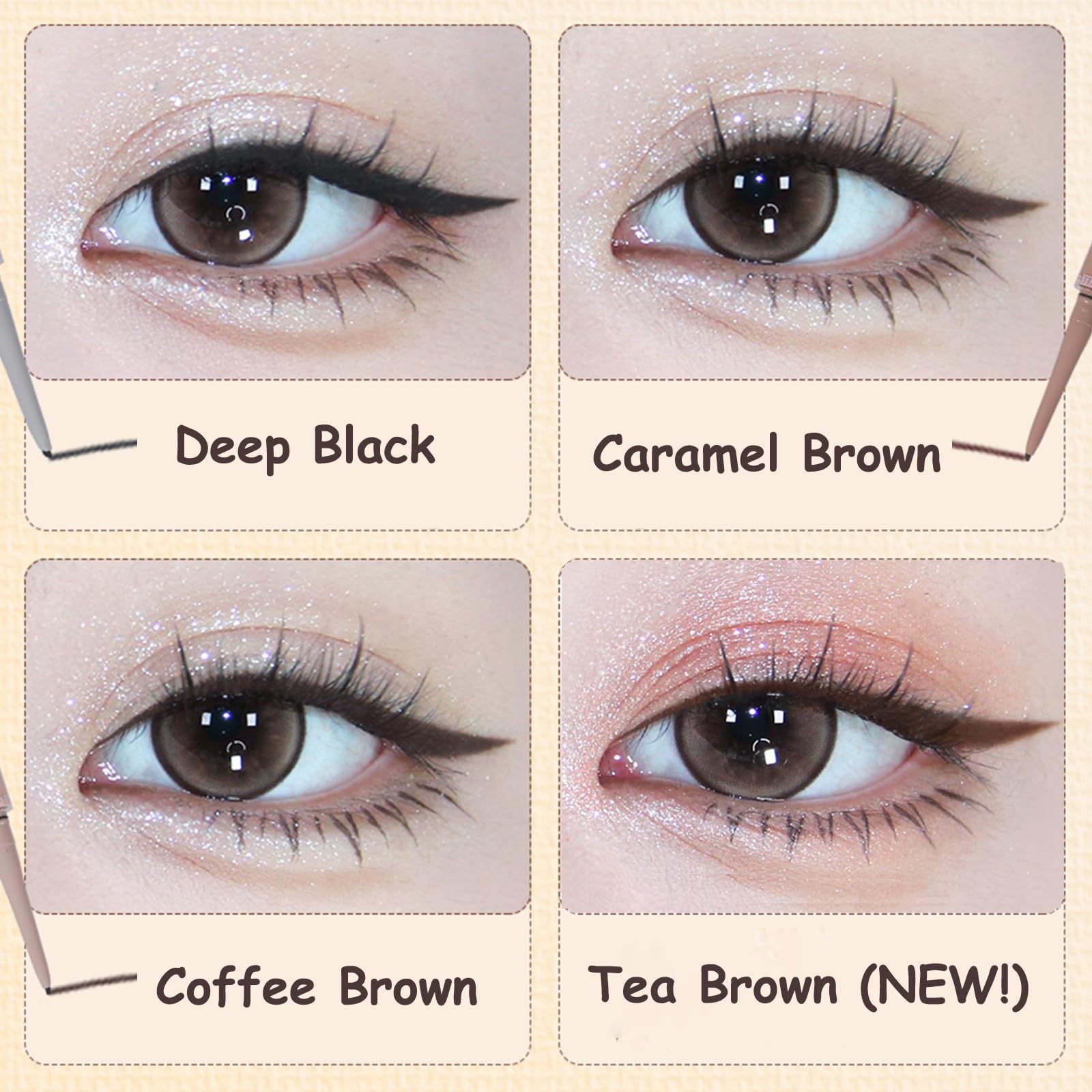 VEECCI Waterproof Eyeliner Pencil - Highly Pigmented, Smudge-Proof Formula with Ultra-Fine Tip for Precision Eye Makeup - Built in Brush - Brown for Perfect Eyelid Shading (01Black) - Image 4