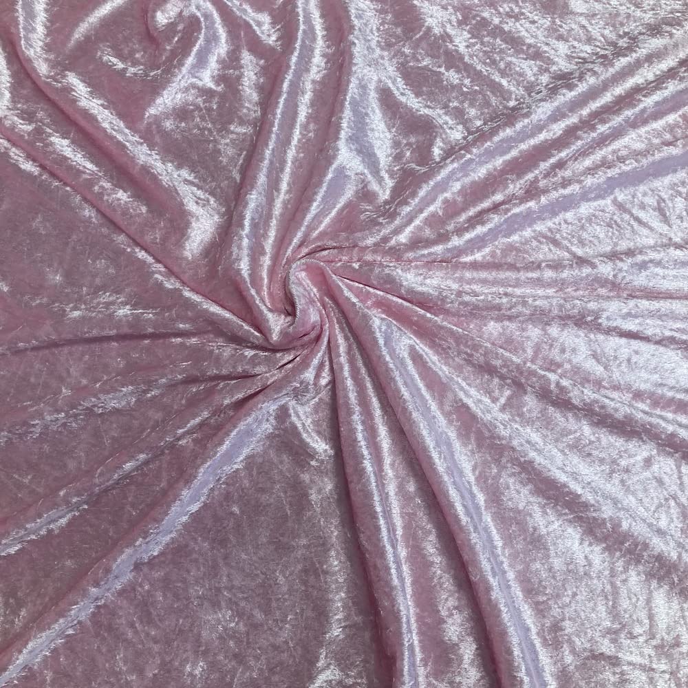 Crushed Velvet Fabric - Costumes Tablecloths Craft fairs Display Tables - 3.5m (Baby Pink)