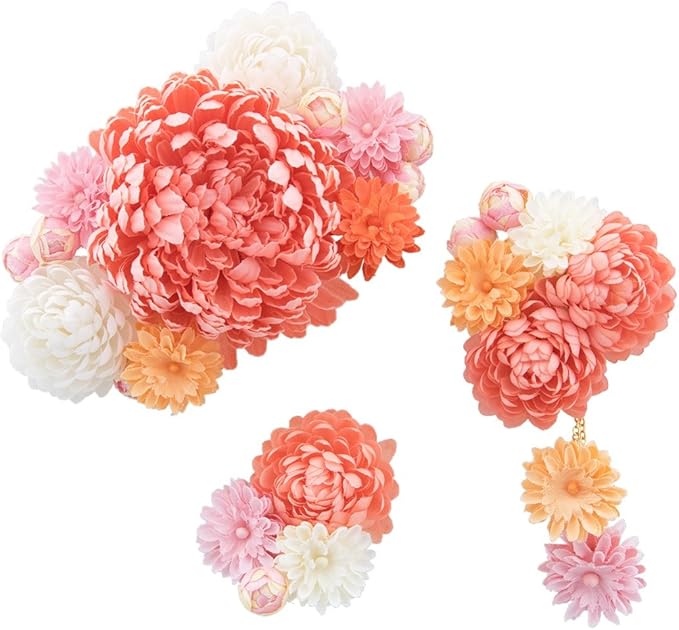 Amazon ソウビエン 髪飾り 成人式 卒業式 3点セット サーモンピンク 白 ピンポンマム 菊 花 フラワー 蕾 コサージュ ぶら飾り コーム Uピン 卒業式 袴 ヘアアクセサリー 日本製 和装小物 通販