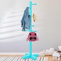 Vista 2 de Perchero de abrigos, Percheros independientes con 8 ganchos, 2 alturas ajustables, Perchero de árbol para dormitorio, pasillo, entrada, oficina, Azul