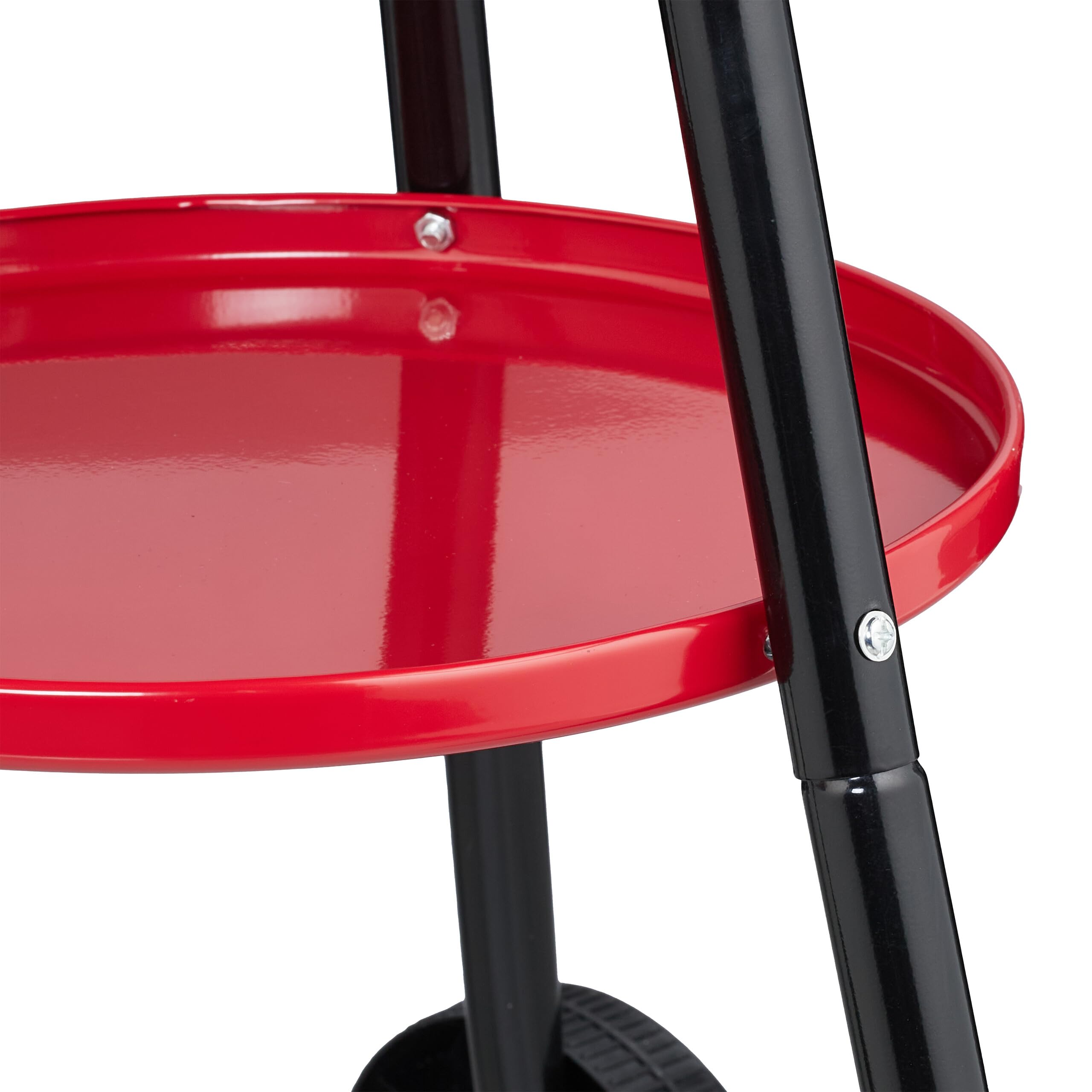 Relaxdays Barbecue Charbon de Bois Ø 42 cm, Grill Rond sur Roues, Protection Contre Le Vent, Noir/Rouge