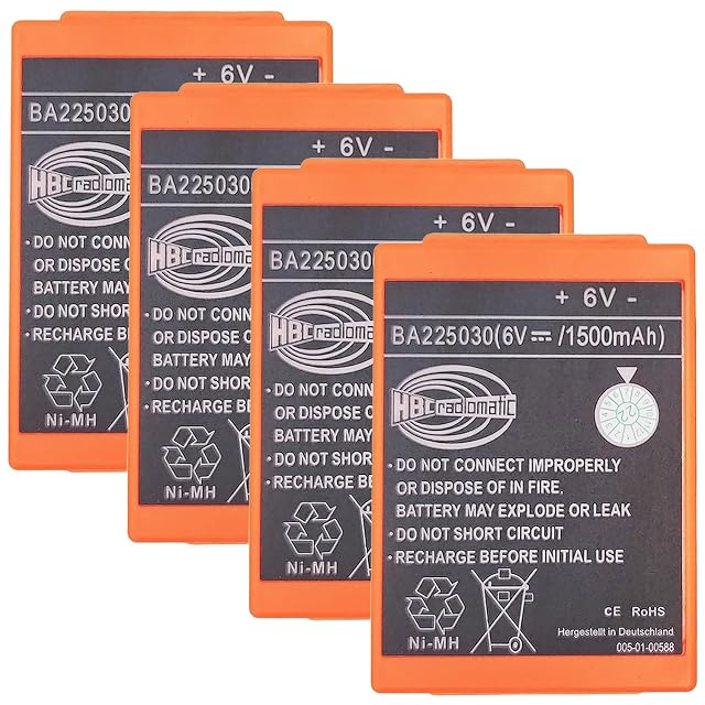 4Pcs BA225030 6V Ni-Mh Battery for HBC Crane Remote Pump Truck Battery 1500mAh