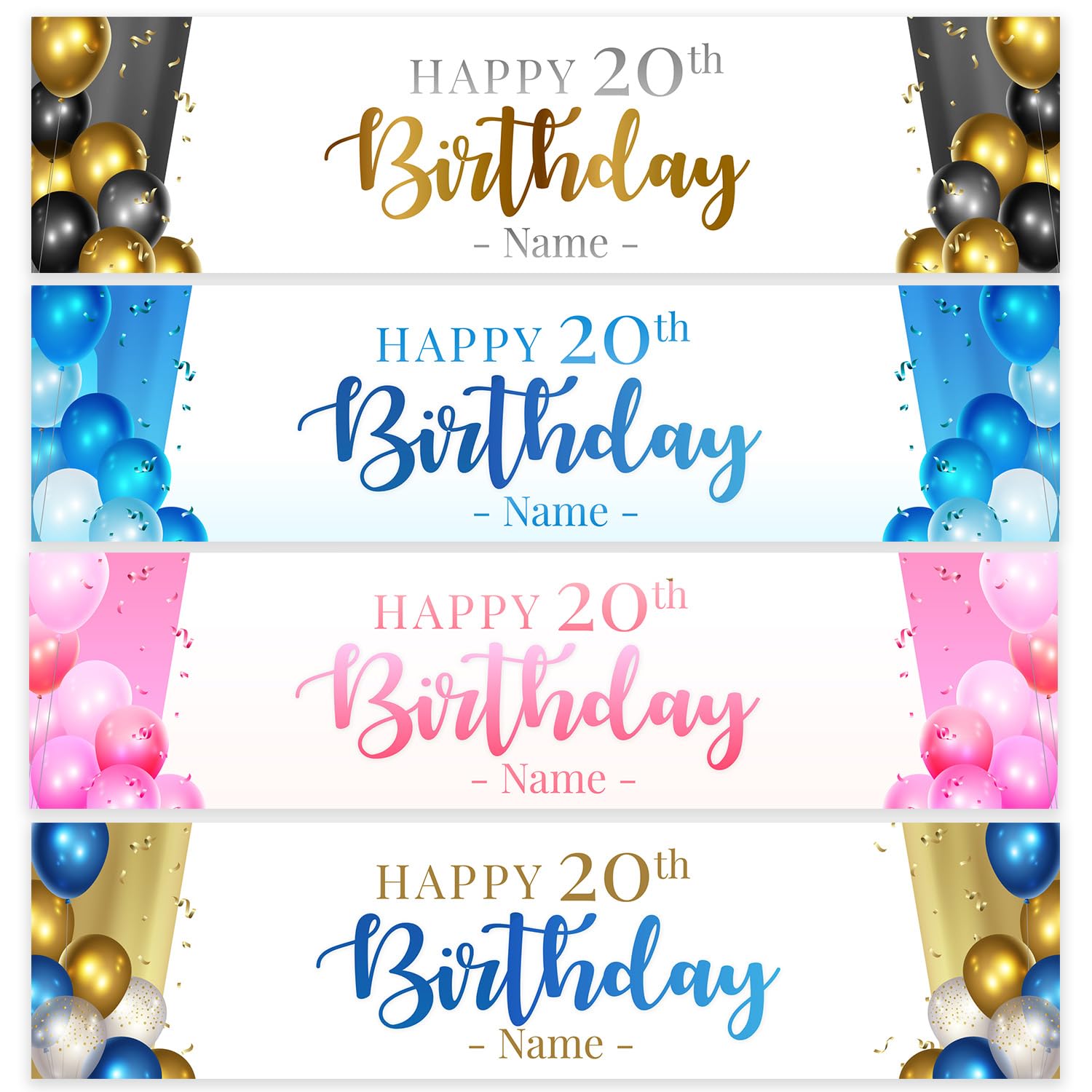 Personalised Happy Birthday Banner 3ft x 1ft Custom Name Age 16th 18th 21st 30th 40th 50th 60th Poster Kids Party Gift Banner Decoration Printed Backdrop
