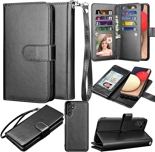 Funda para Galaxy A13 5G, funda tipo cartera para Galaxy A13 5G, piel sintética Takfox 9 ranuras para tarjetas Soporte para tarjeta de crédito de