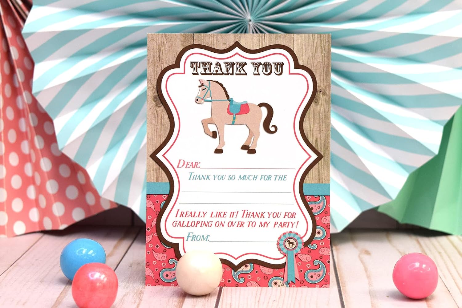 Amanda Creation Horse Thank You Cards, 10 Pack 4x5.5 Kids Horse Theme Thank You Cards with White Envelopes, Equestrian Fill-In Notes image 2