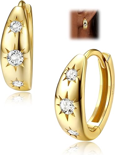 MILACOLATO Pendientes Aros Plata De Ley 925 Oro Dorados Mujer Aretes 18k Pequeño