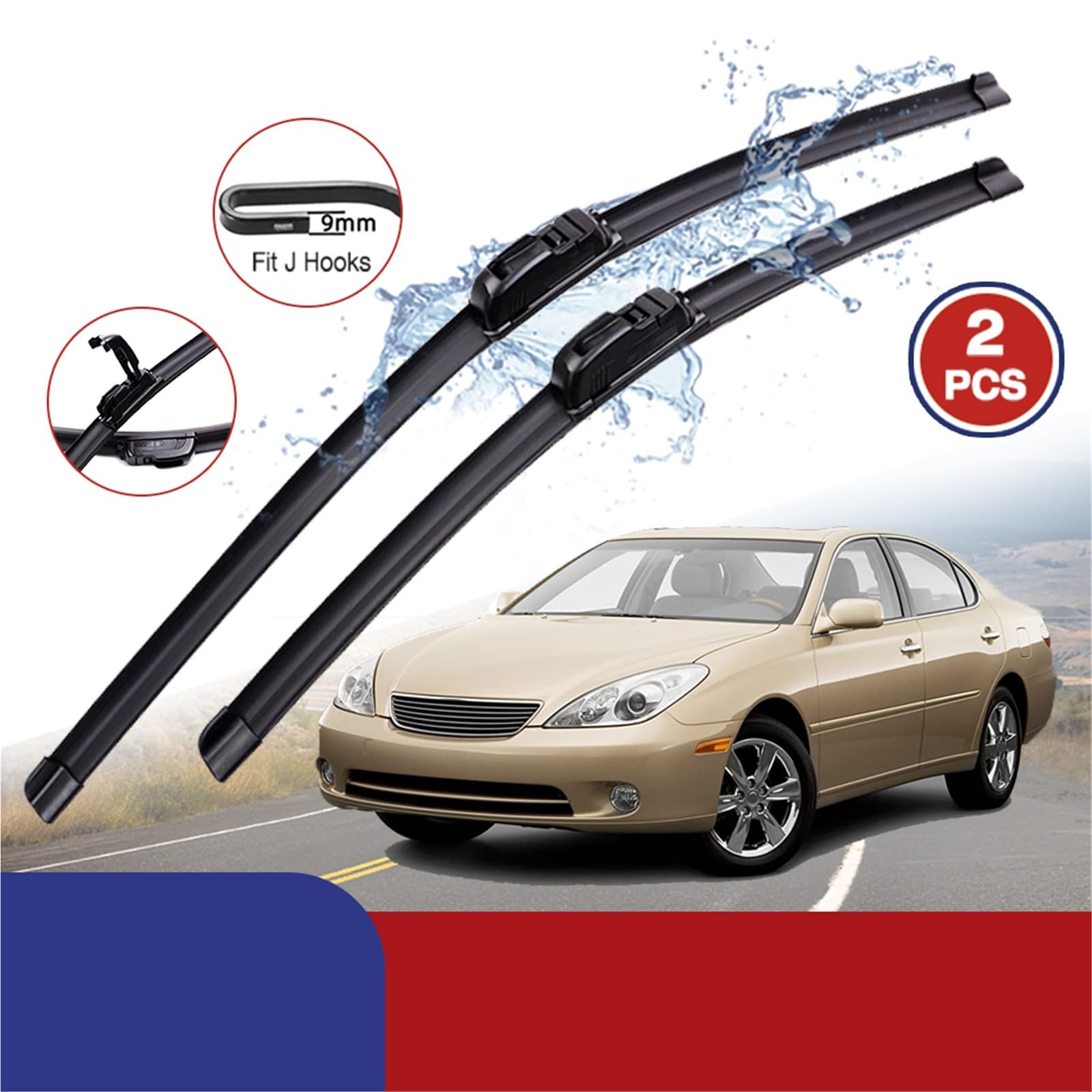 Limpiaparabrisas De Coche Compatible Con Lexus Para ES330 2004-2005 Limpiaparabrisas De Coche Limpiaparabrisas Sin Hueso De Goma Suave Para Tipo U HD Silencioso 24"+20"