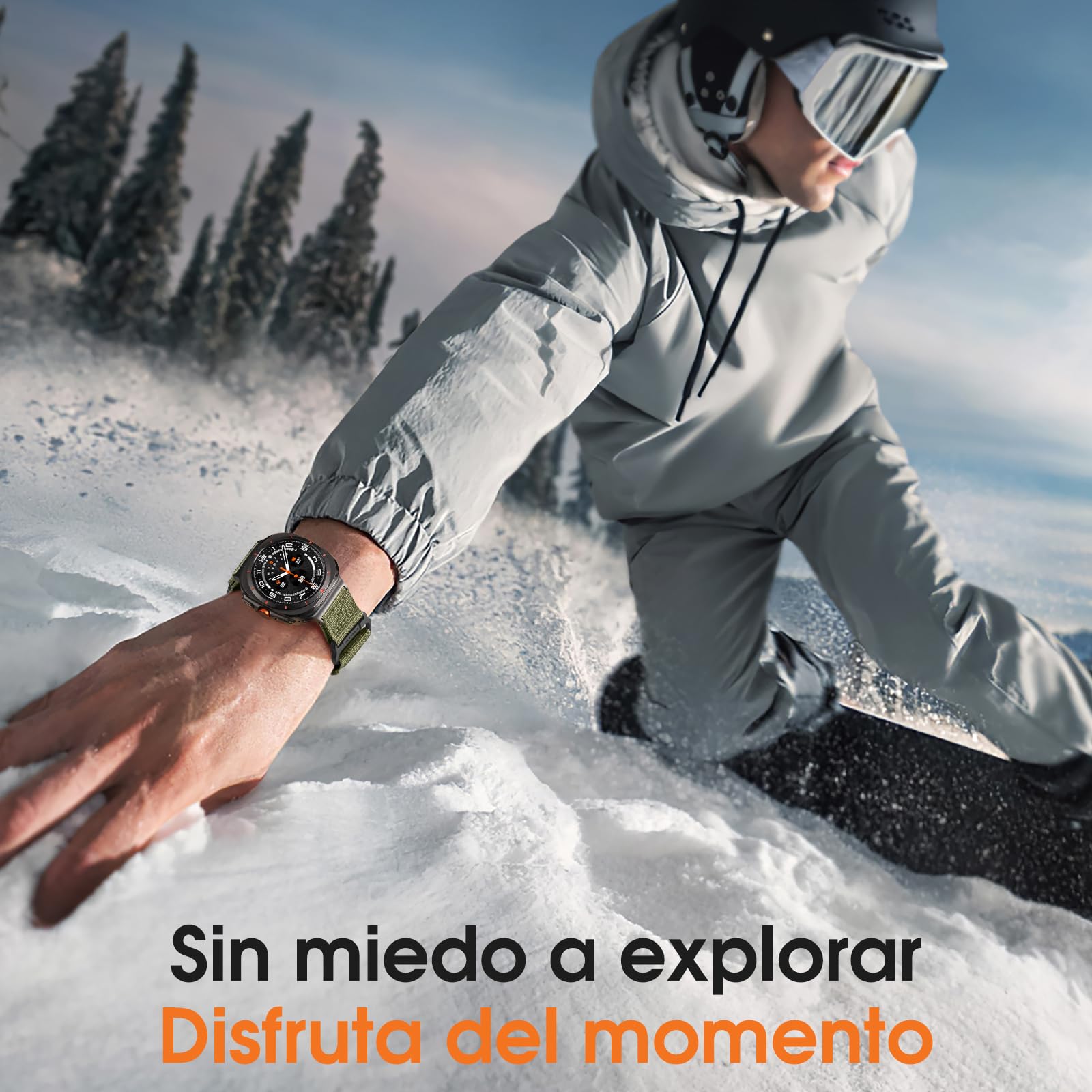Bandletic Compatible con Correa Samsung Galaxy Watch Ultra 47mm para Mujeres Hombres, Correas de Recambio Ajustables de Nylon Sport, Suaves y Transpirables para Galaxy Watch Ultra 2024, L/Verde