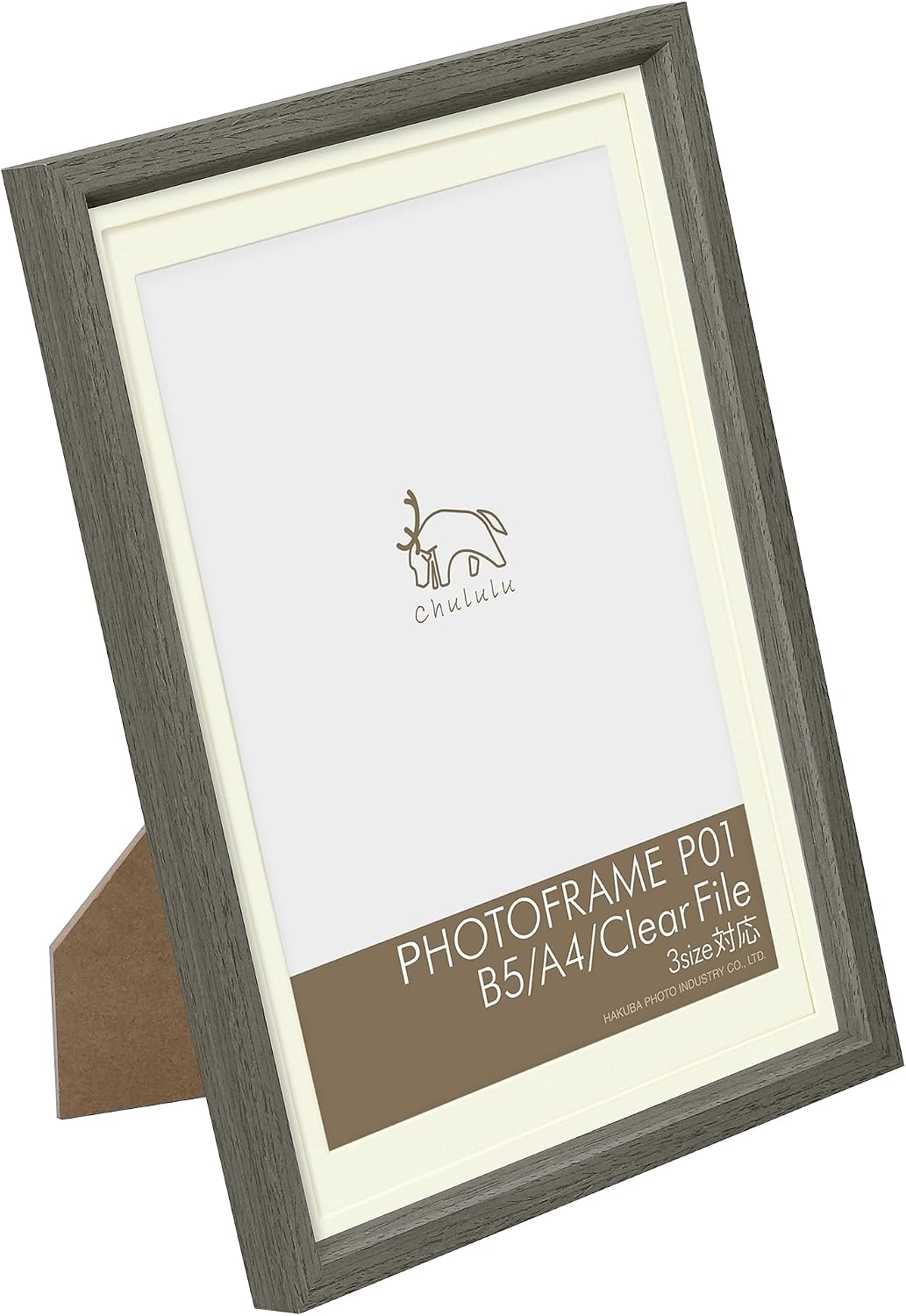 Hakuba Chululu FCHL-P01LGY P01 Picture Frame, For B5/A4/Clear File Sizes, Gray