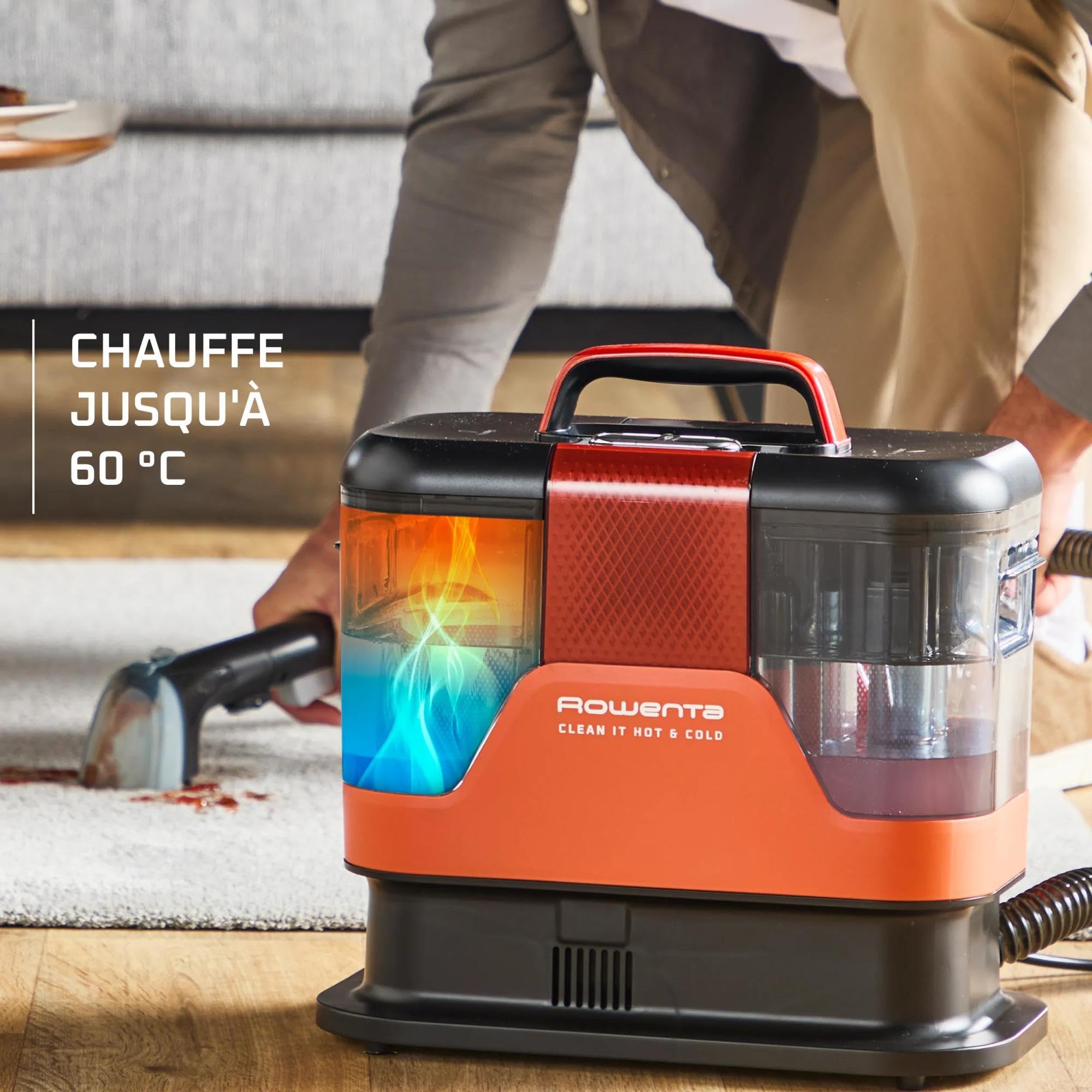 Rowenta Clean It Hot & Cold, Shampouineuse, Nettoyeur détacheur, Eau chaude & eau froide, 1 150 W, IN7011F0
