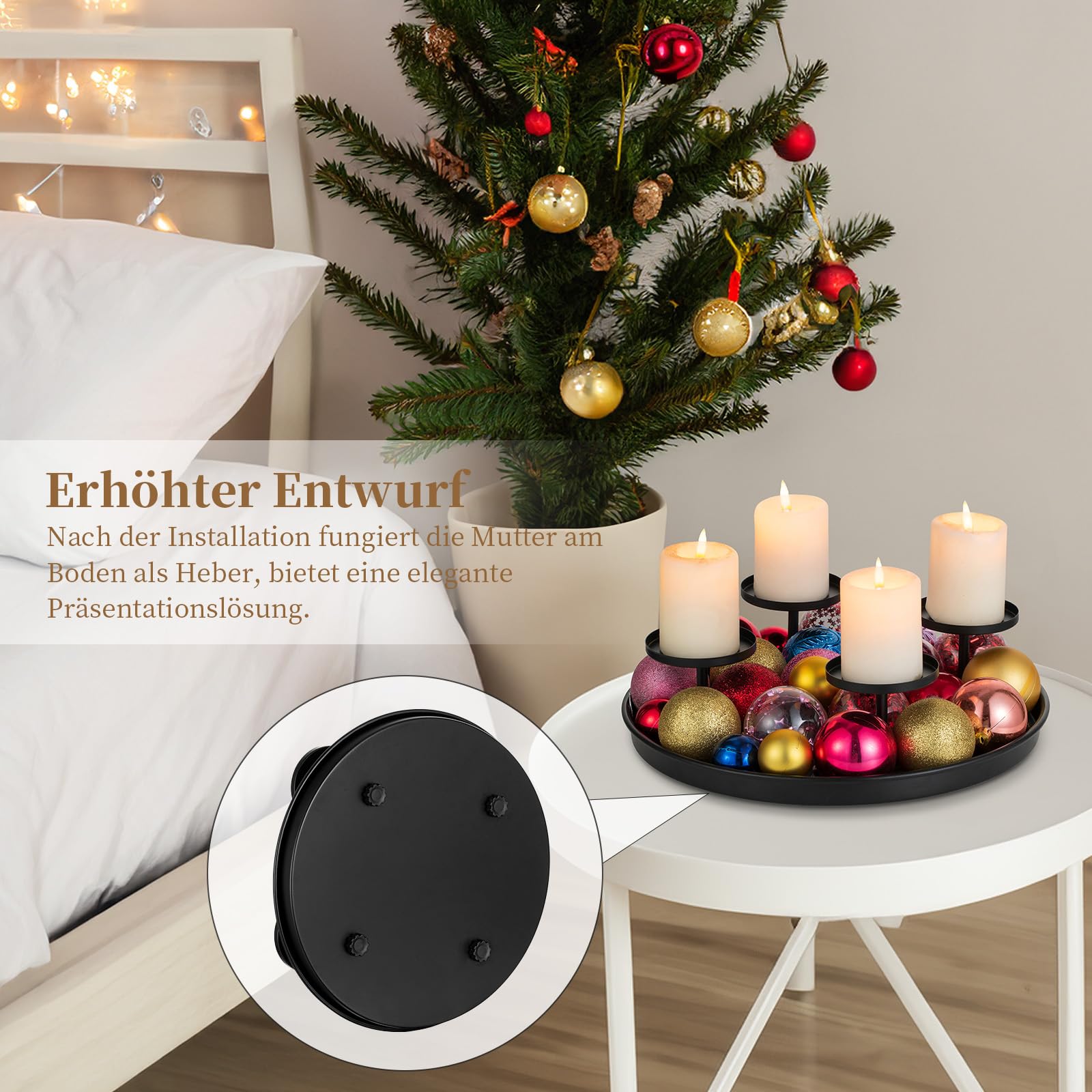 Corona Adviento Velas Navidad, Corona De Adviento Con Cuatro Velas Blancas  Encendidas Decoradas Con Números De Metal Velas Corona De Adviento 4 Colores, image size:1600x1600