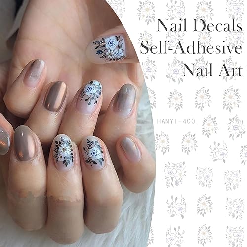 Miniatura 2 de 9 hojas de calcomanías de arte de uñas de flores, calcomanías autoadhesivas 3D, uñas de primavera y verano, margarita, hojas de mariposa, diseño