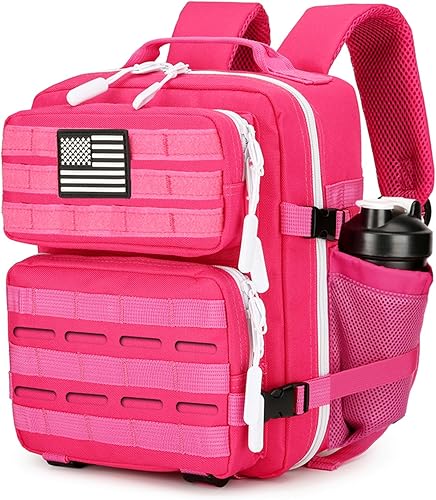 Miniatura 17 de Mini mochila táctica de 9L para hombres y mujeres, mochila táctica pequeña para senderismo, bolsa táctica pequeña, paquete de fitness, Negro&rojo,