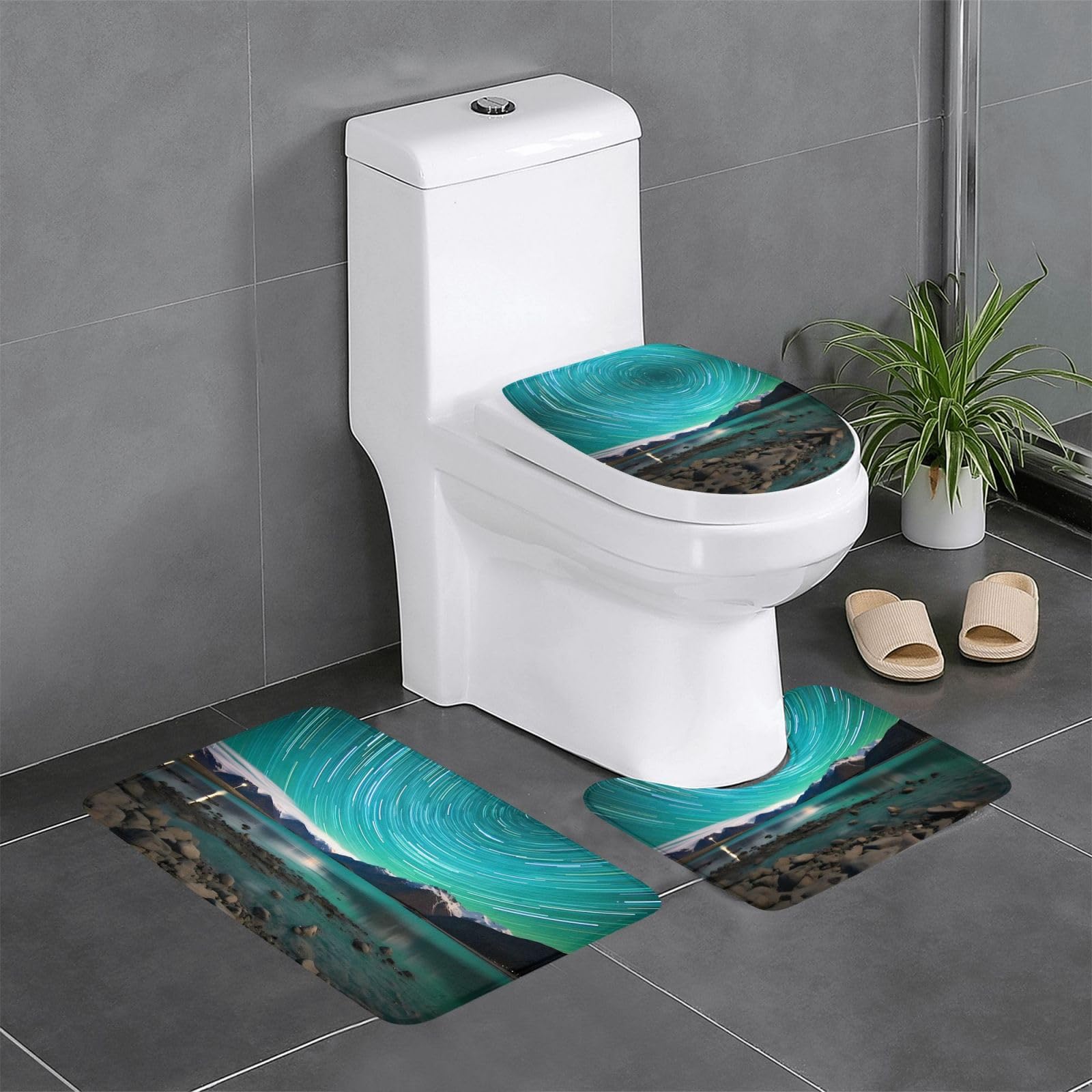 Tapis de salle de bain lot de 3 antidérapants HJFCZH vert aurore