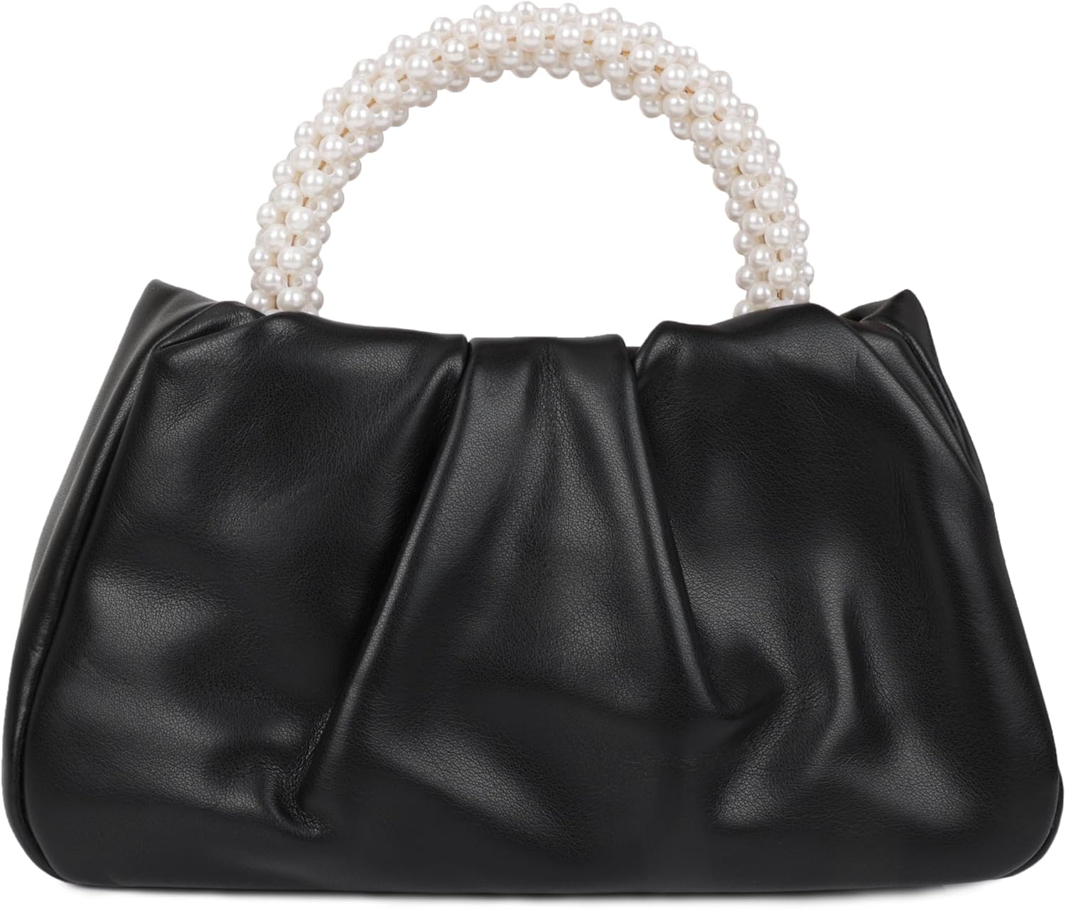 Pleated Clutch Purses for Women Soft Leather Evening Bag Pearl Handbags for Wedding Bridal Party Prom